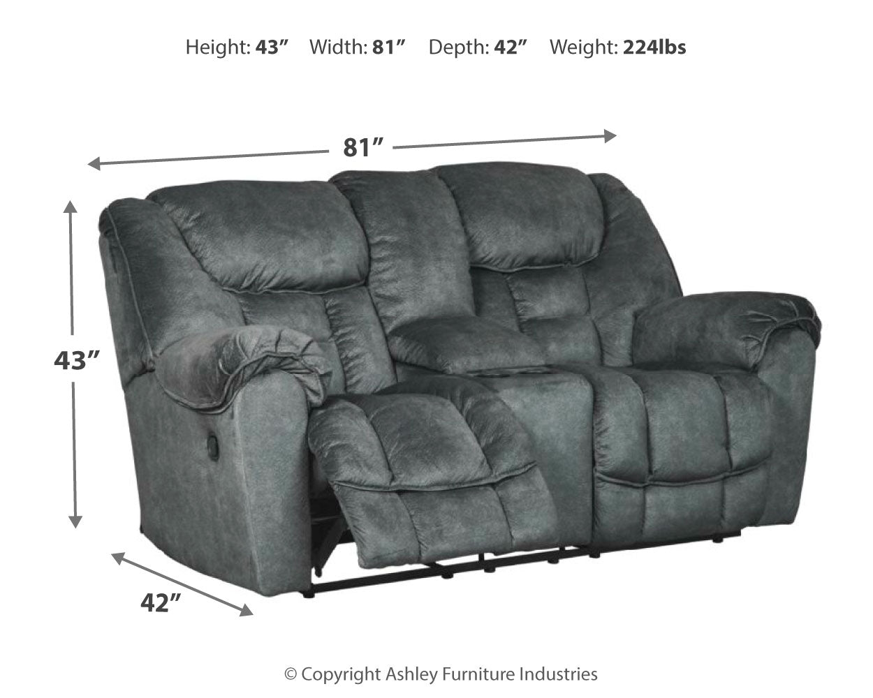 Capehorn Granite Reclining Sofa, Loveseat and Recliner