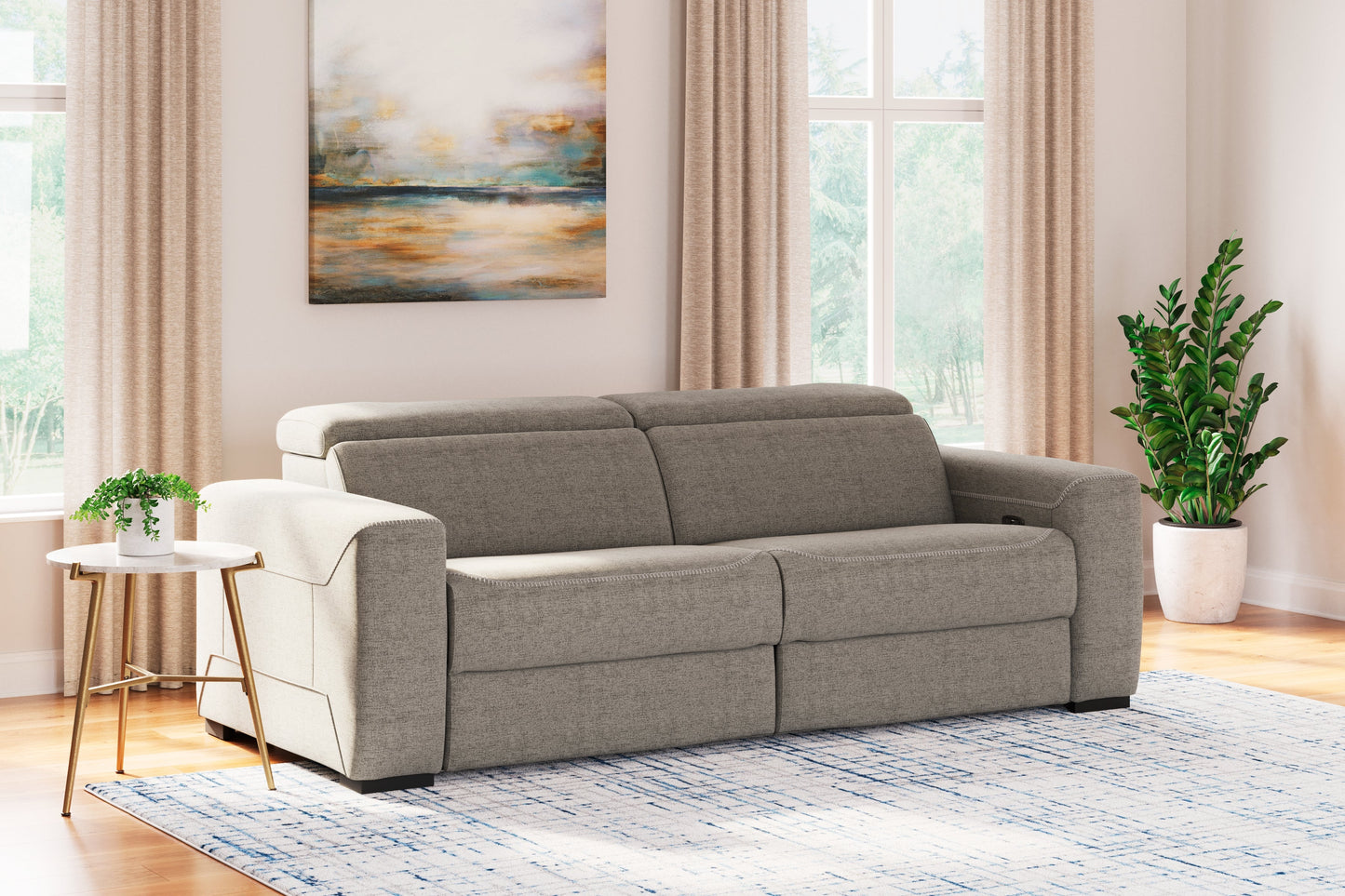 Mabton Gray 2-Piece Power Reclining Sectional Loveseat