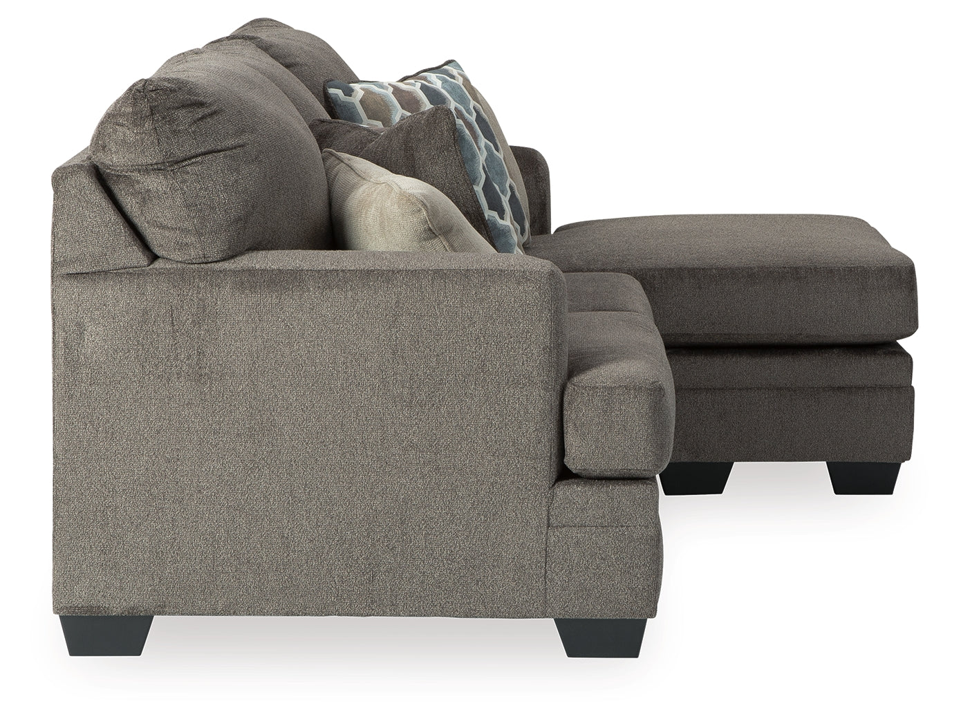 Dorsten Gray Sofa Chaise, Recliner and Ottoman