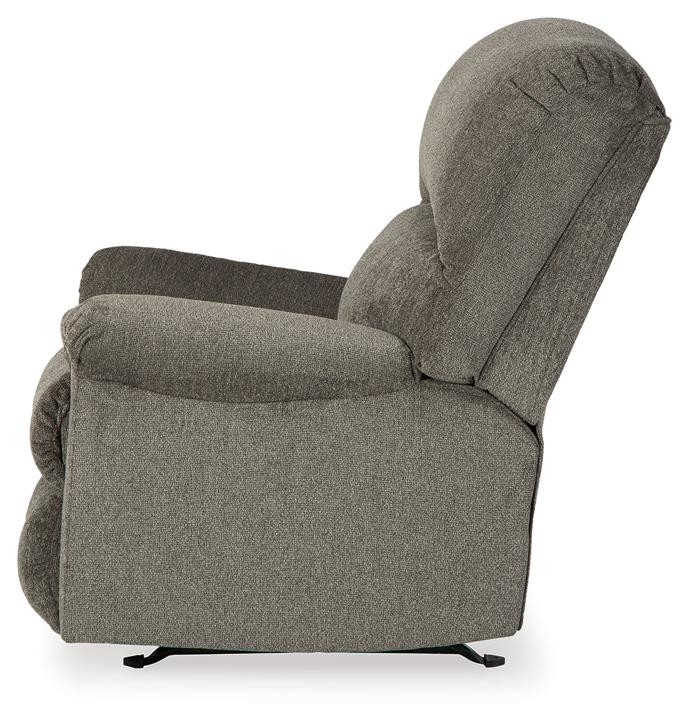 Dorsten Gray Sofa Chaise, Recliner and Ottoman