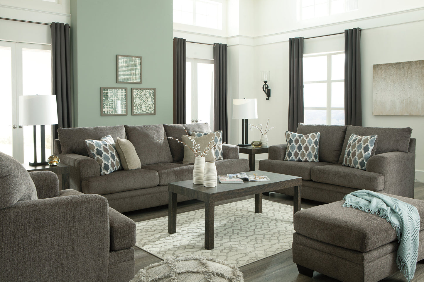 Dorsten Gray Sofa, Loveseat, Oversized Chair and Ottoman