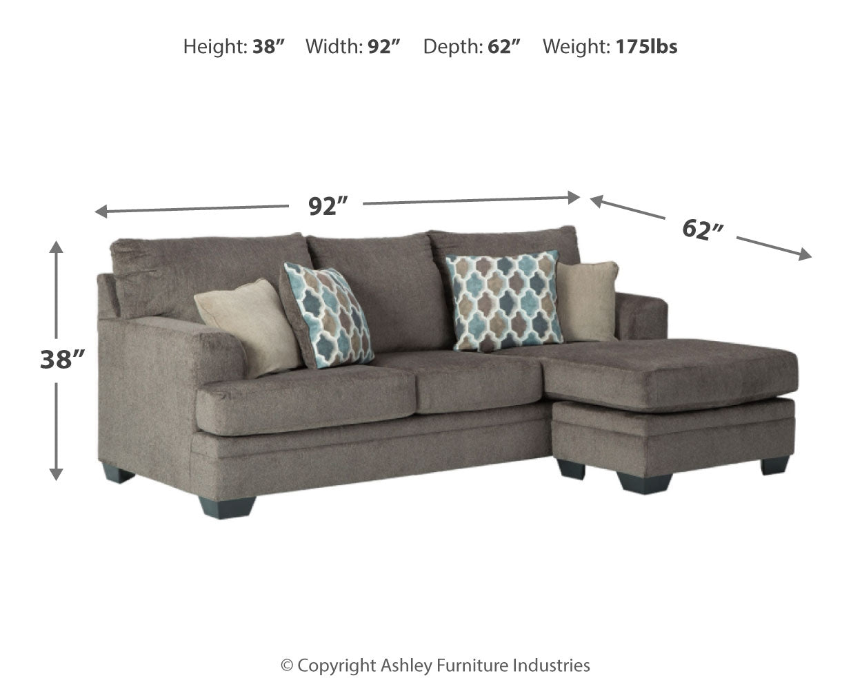 Dorsten Gray Sofa Chaise, Recliner and Ottoman