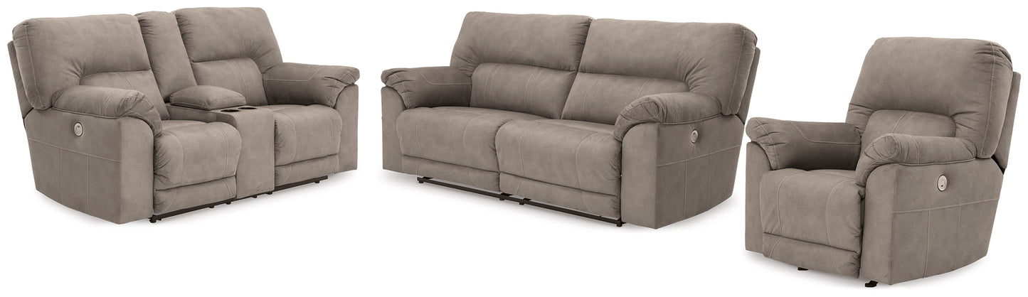 Cavalcade Gray Power Reclining Sofa, Loveseat and Recliner