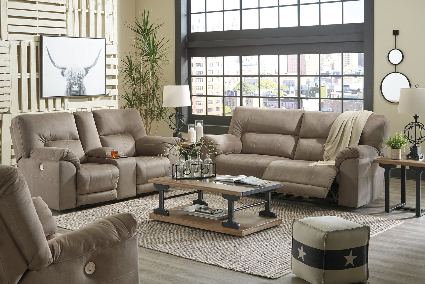 Cavalcade Gray Power Reclining Sofa, Loveseat and Recliner