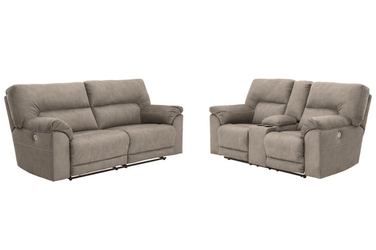 Cavalcade Gray Power Reclining Sofa and Loveseat