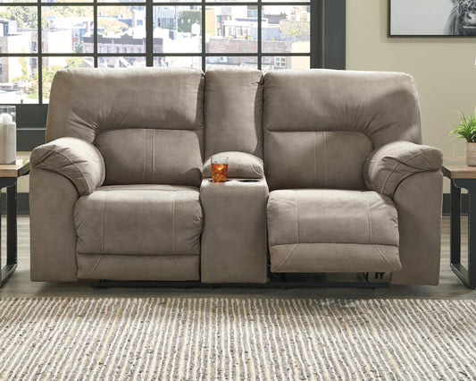 Cavalcade Slate Power Reclining Loveseat with Console