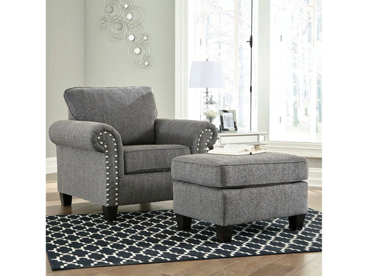 Agleno Charcoal Chair & Ottoman Set