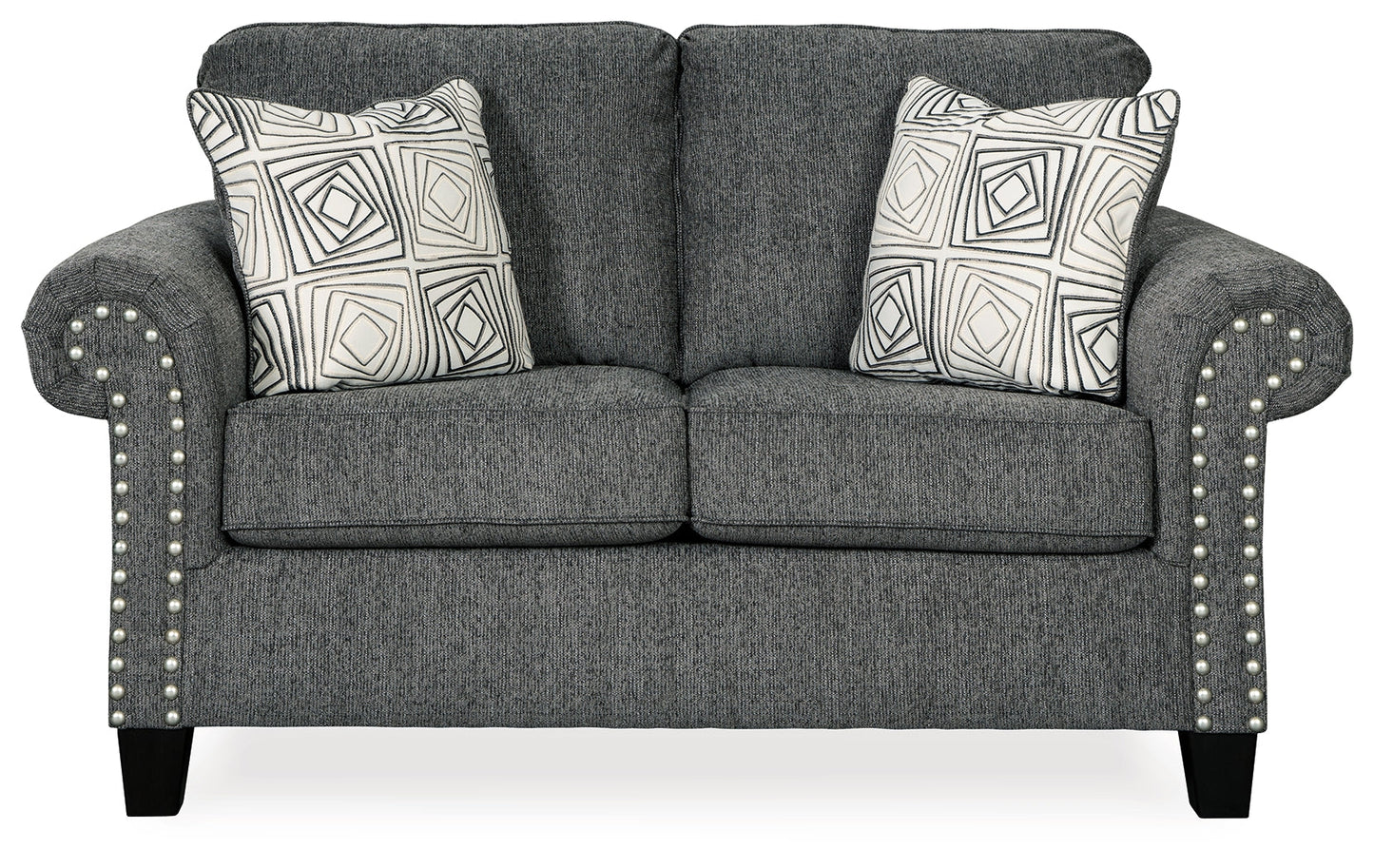 Agleno Charcoal Sofa, Loveseat, Chair and Ottoman