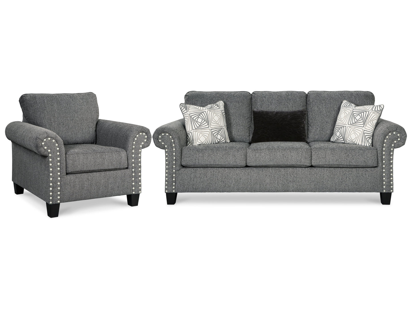 Agleno Charcoal Sofa and Chair