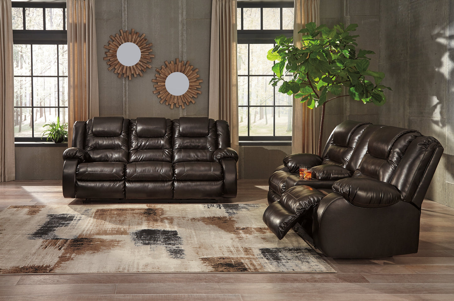 Vacherie Brown Reclining Sofa, Power Loveseat and Recliner