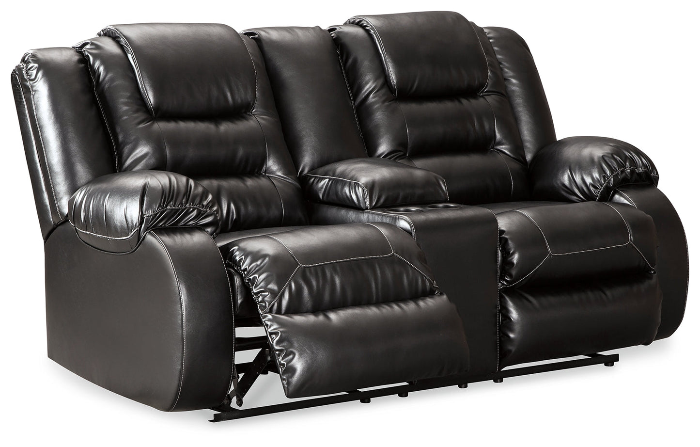 Vacherie Black Reclining Loveseat with Console