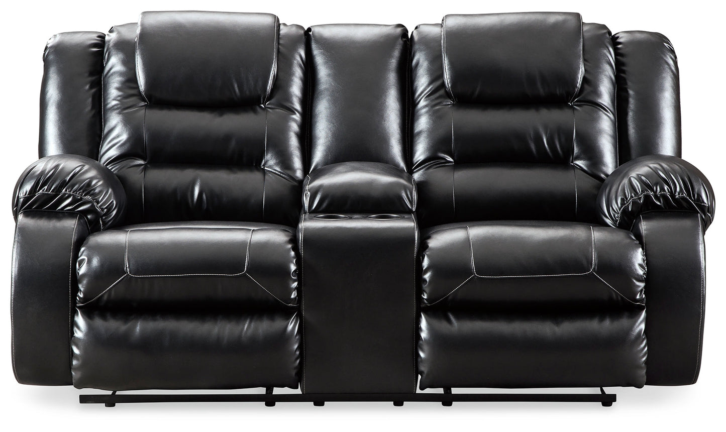 Vacherie Black Reclining Loveseat with Console