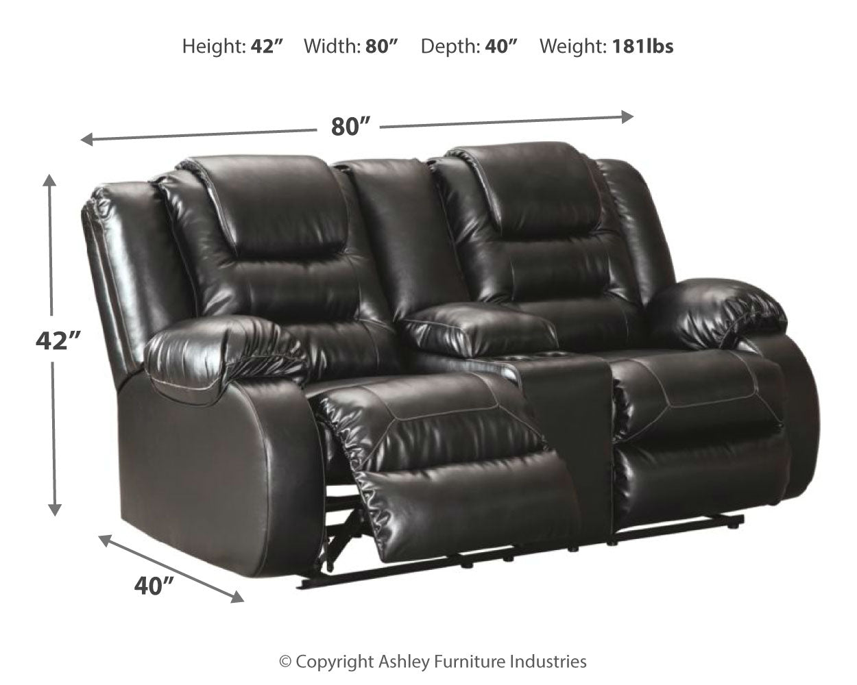 Vacherie Black Reclining Sofa, Loveseat and Recliner