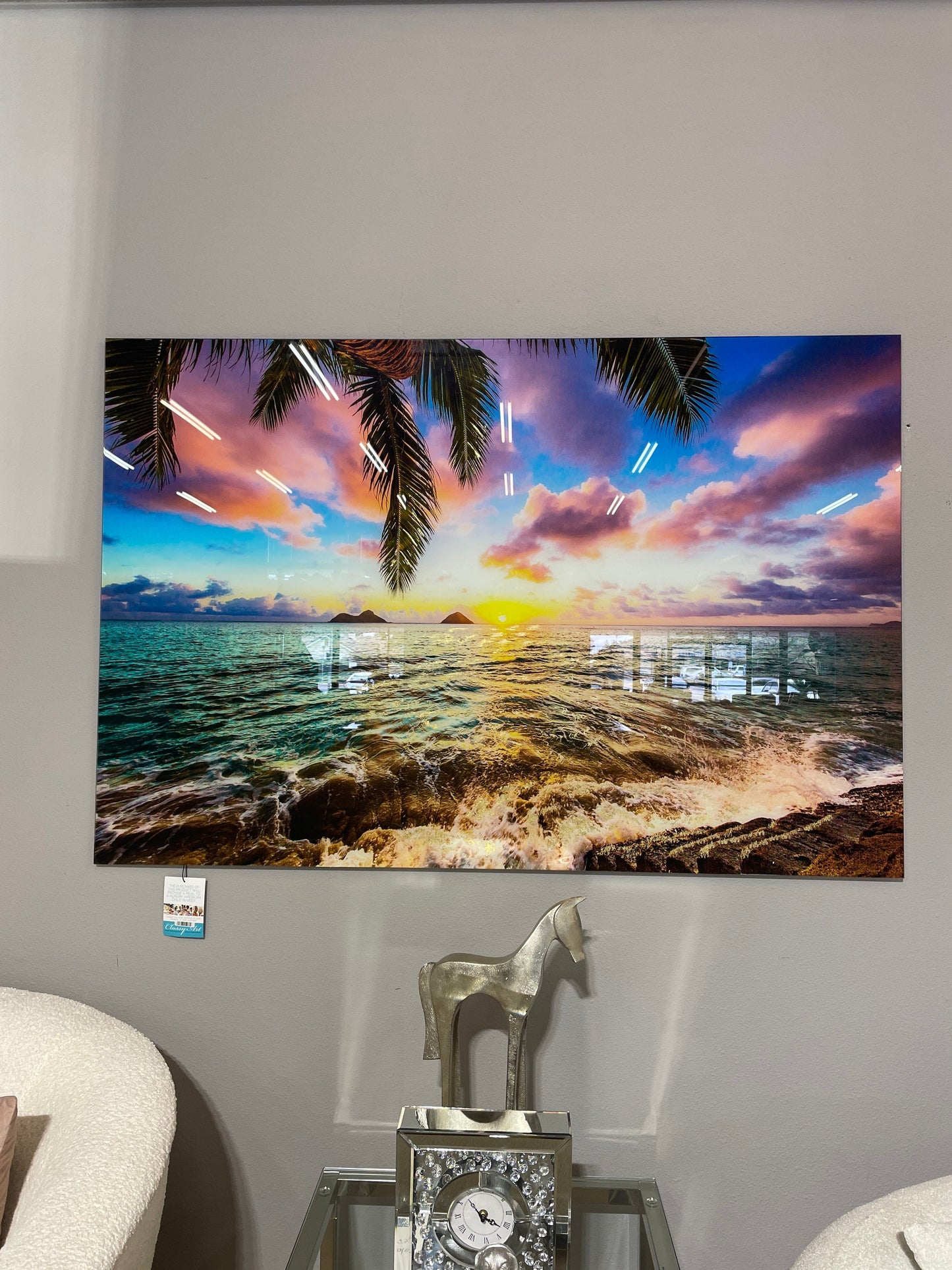 Coastal Sunset Tempered Glass w / Foil Wall Art