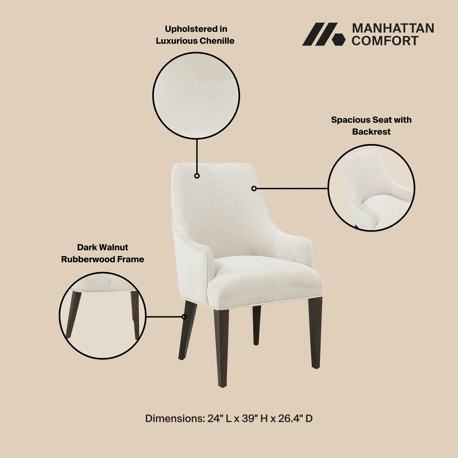 8-Piece Beever Dining Chair and Arm Chair in Cream - Ornate Home