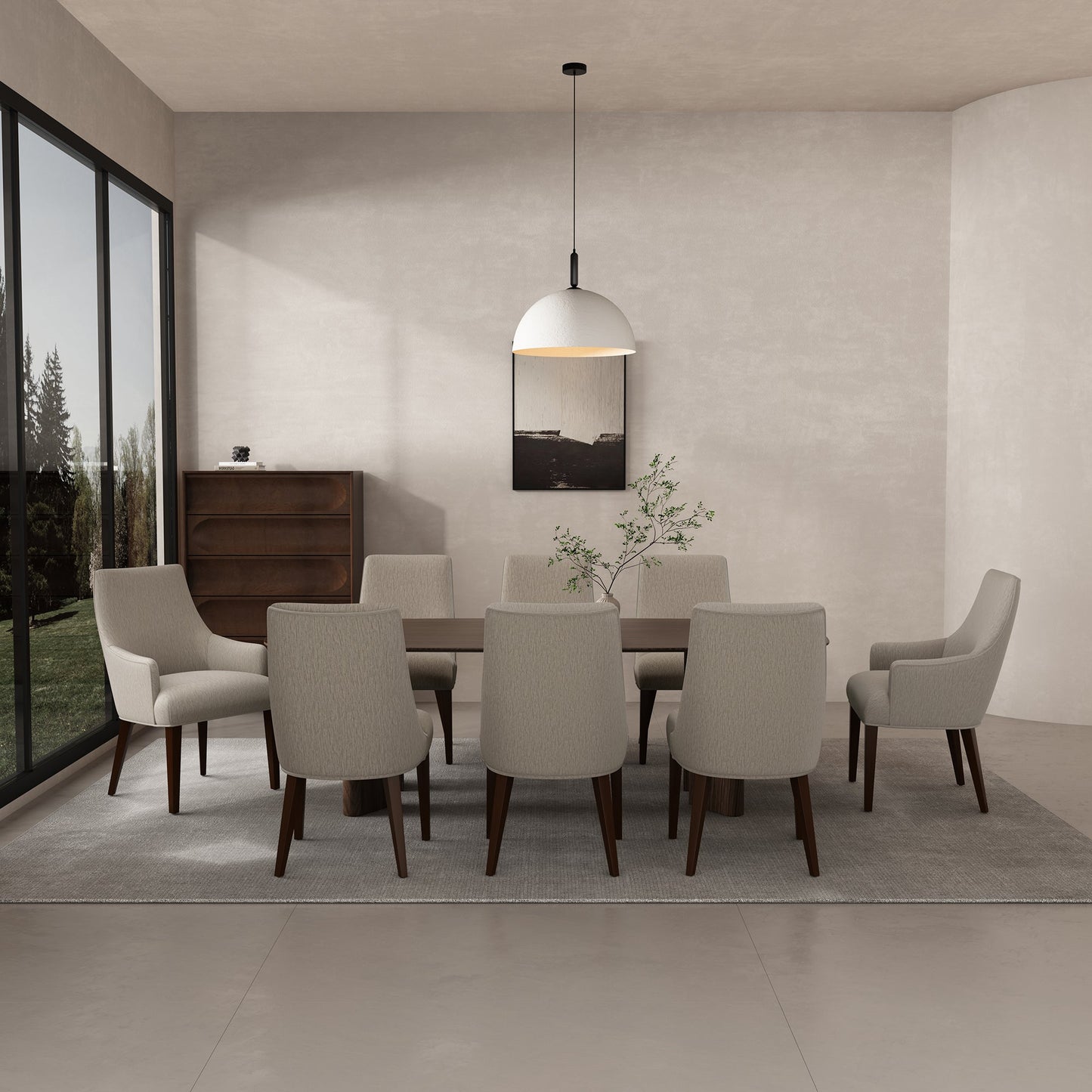 8-Piece Beever Dining Chair and Arm Chair in Taupe - Ornate Home