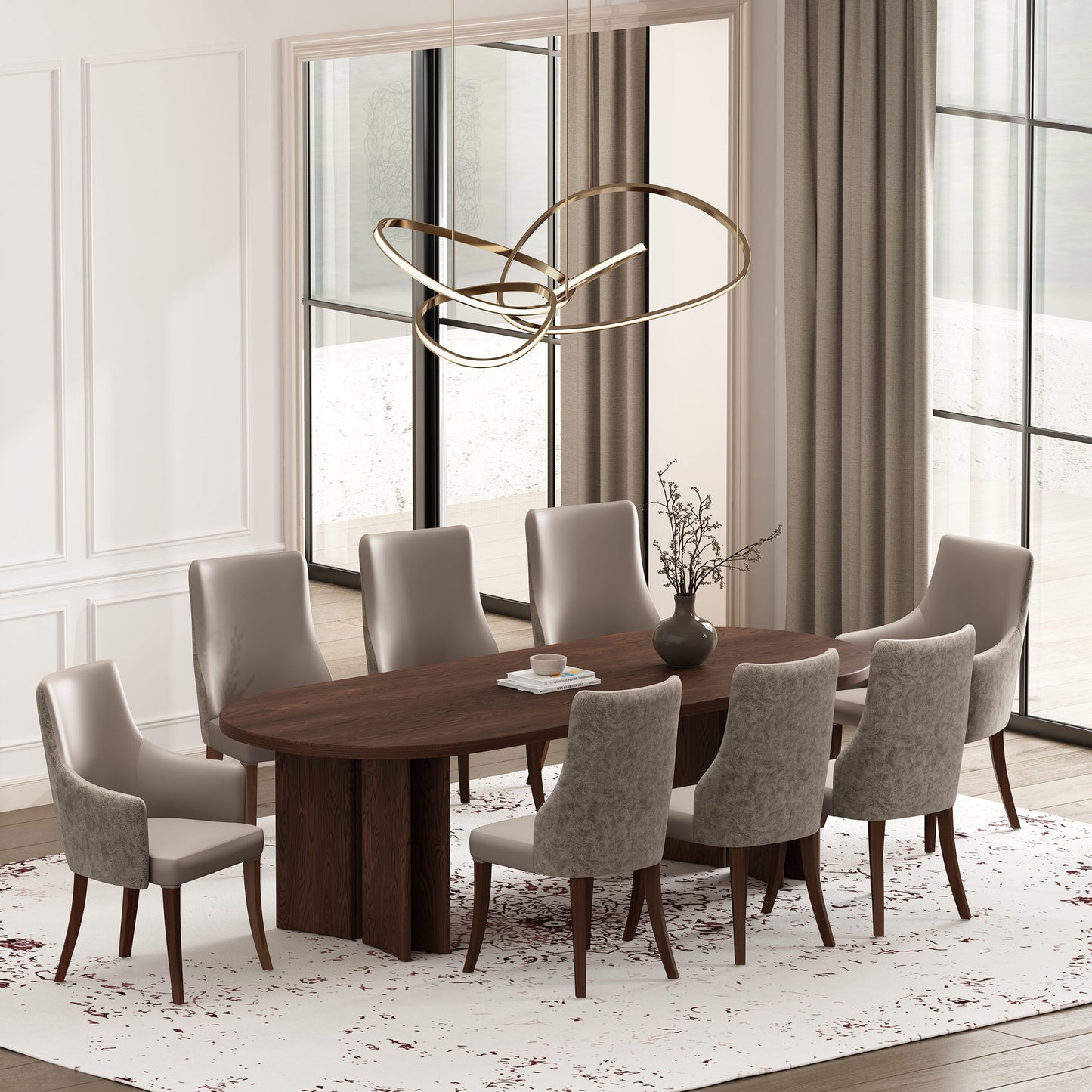 8-Piece Connie Dining Chair and Arm Chair in Taupe - Ornate Home