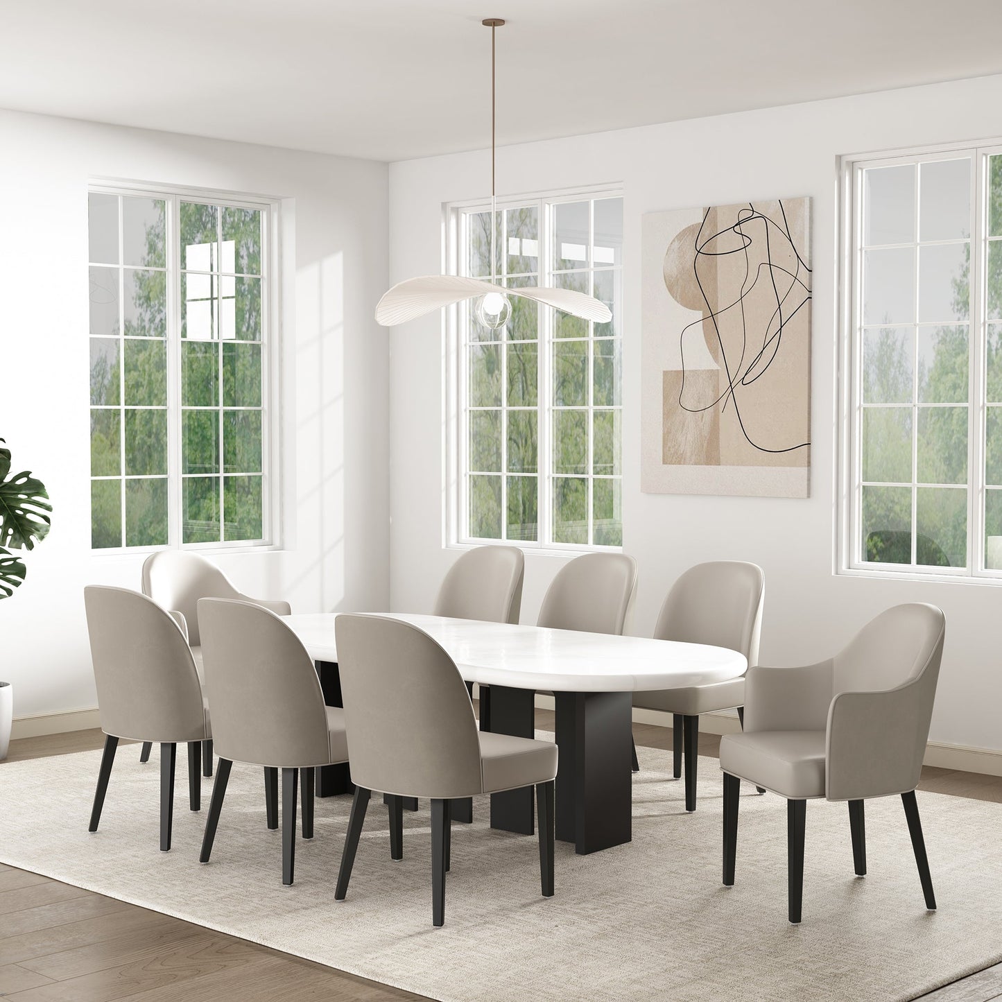 8-Piece Hillman Dining Chair and Arm Chair in Light Grey - Ornate Home