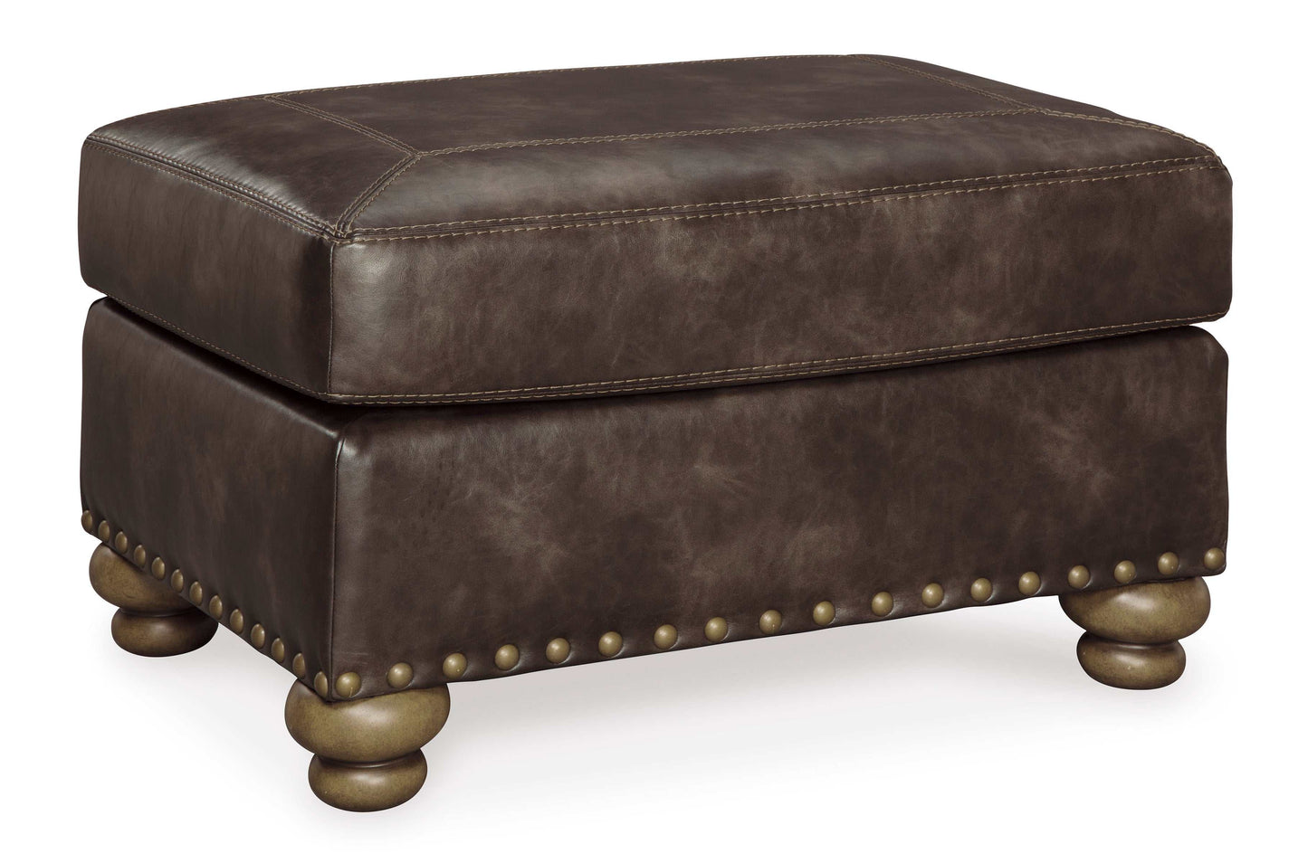 Nicorvo Coffee Faux Leather Ottoman