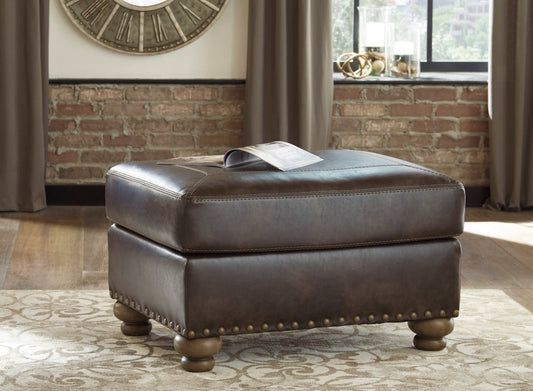 Nicorvo Coffee Faux Leather Ottoman