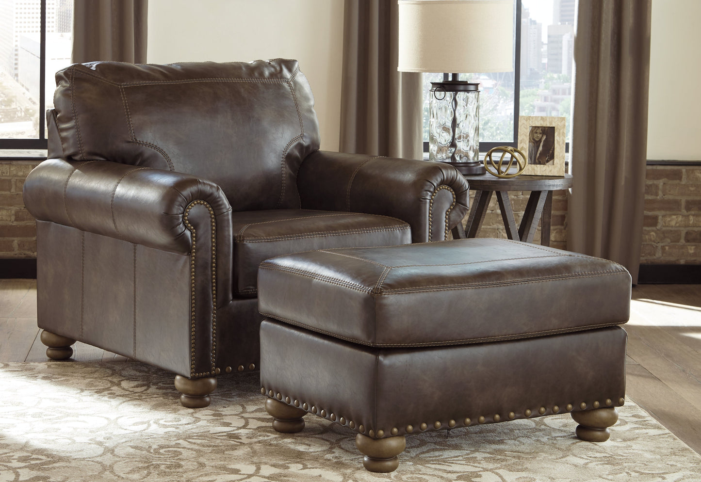 Nicorvo Coffee Loveseat, Chair, and Ottoman