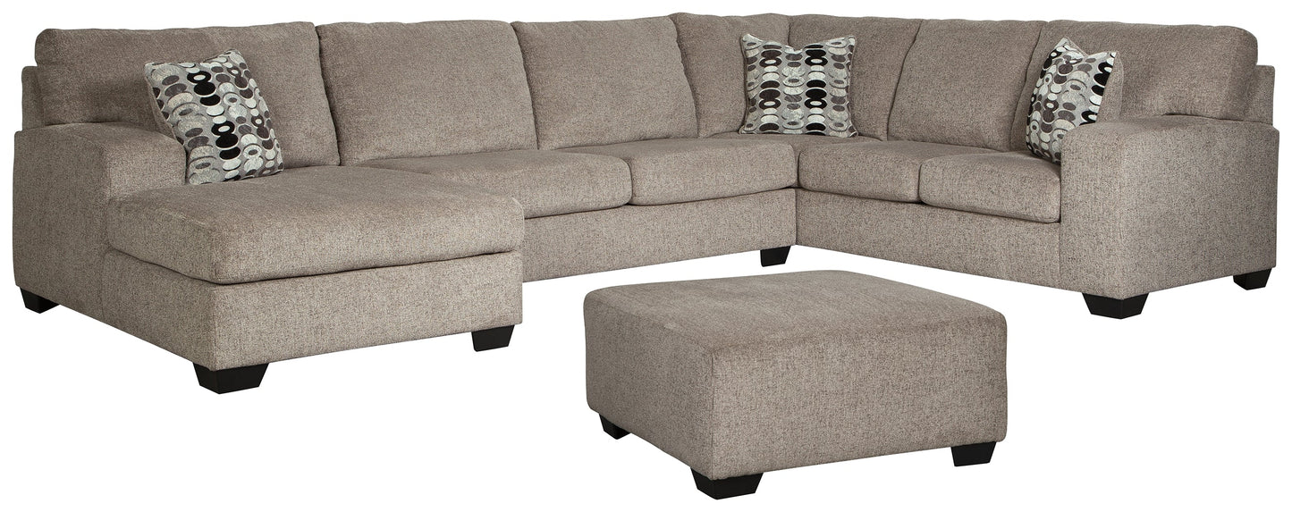 Ballinasloe Platinum 3-Piece Sectional with Ottoman