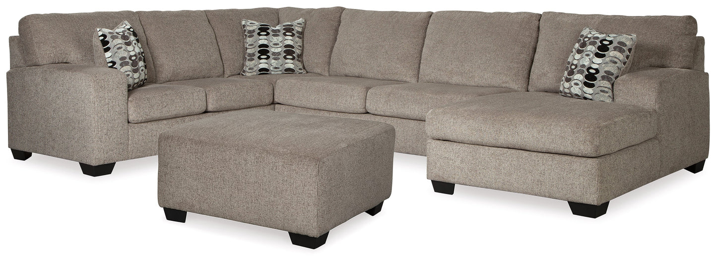 Ballinasloe Platinum 3-Piece Sectional and Ottoman