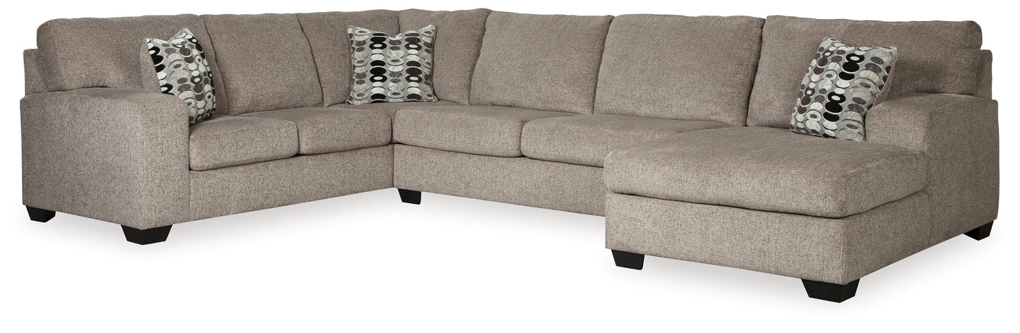 Ballinasloe Platinum 3-Piece Sectional and Ottoman