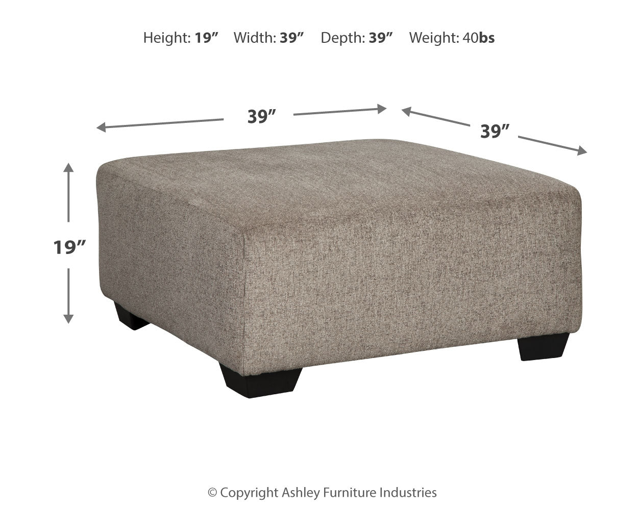 Ballinasloe Platinum 3-Piece Sectional with Ottoman