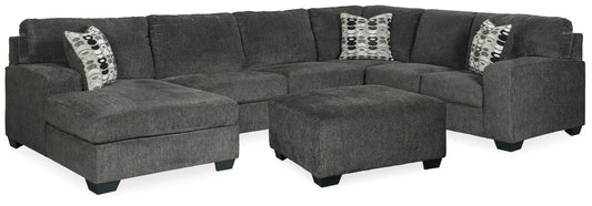 Ballinasloe Smoke 3-Piece Sectional and Ottoman