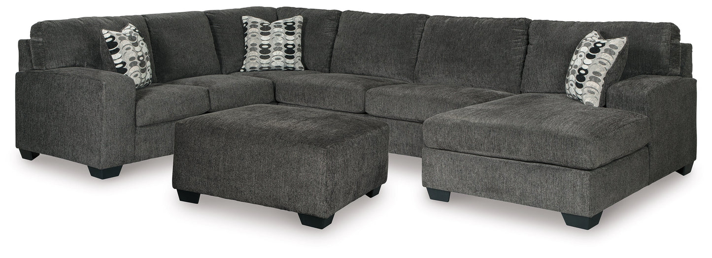 Ballinasloe Smoke 3-Piece Sectional and Ottoman