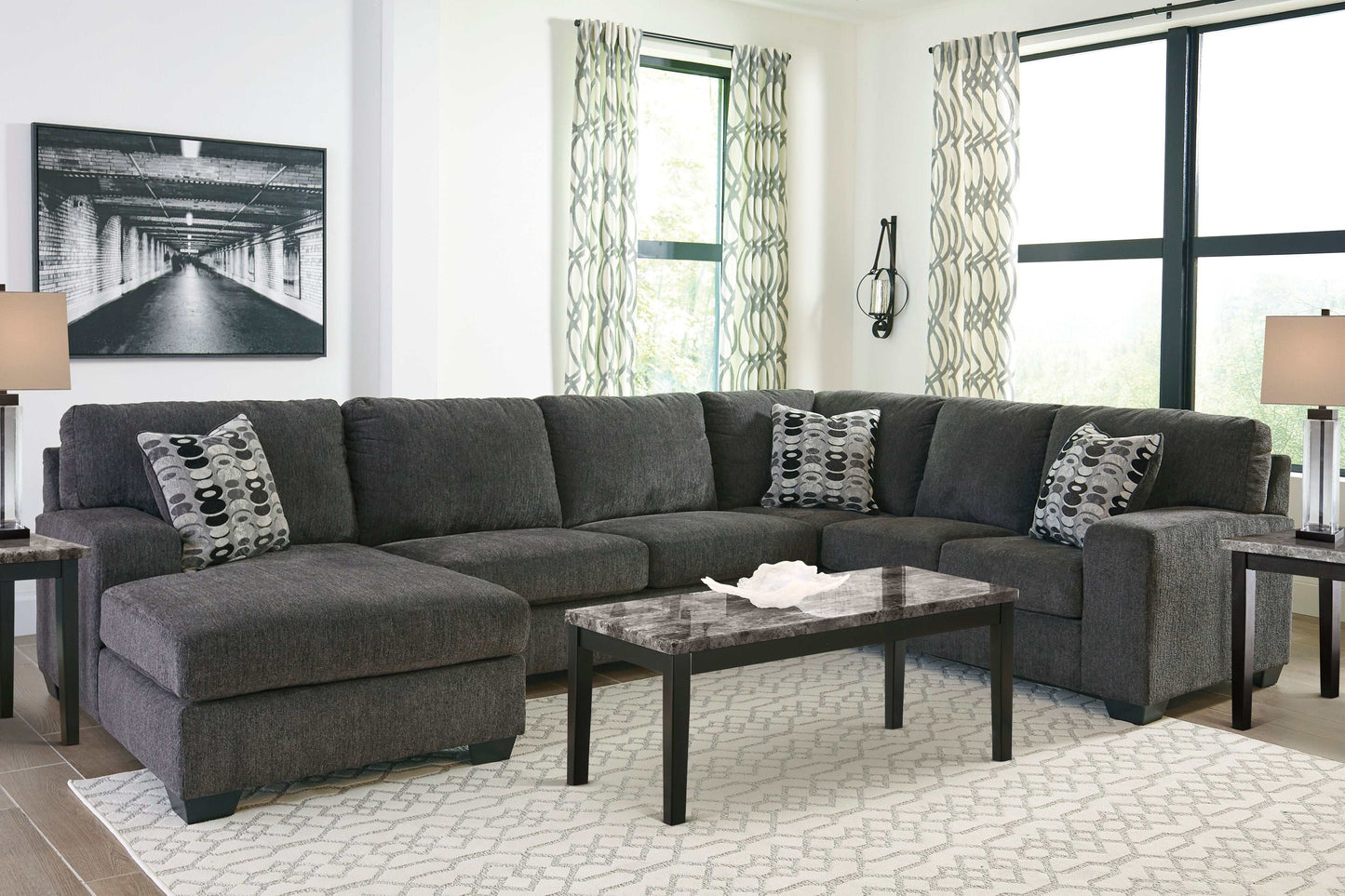 Ballinasloe Smoke 3pc Sectional w/ Chaise