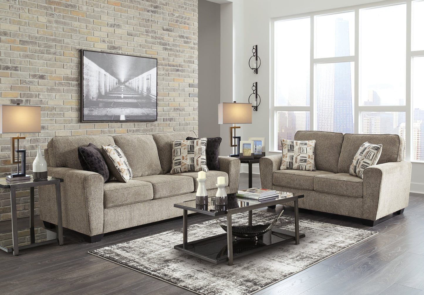 McCluer Mocha Sofa and Loveseat