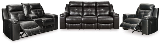 Kempten Black Reclining Sofa, Loveseat and Recliner