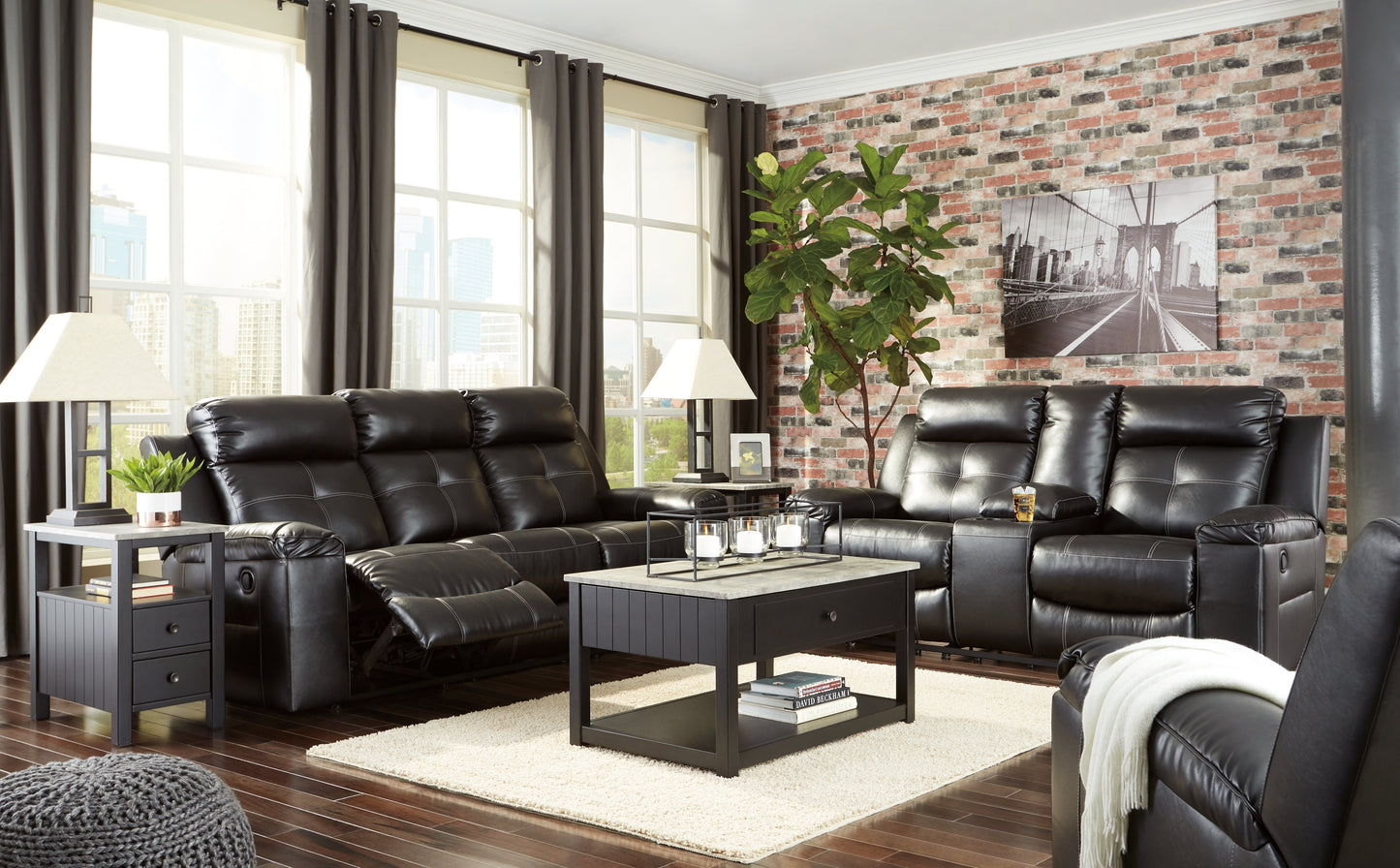 Kempten Black Reclining Sofa, Loveseat and Recliner