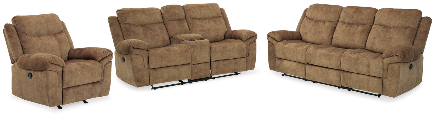 Huddle-Up Nutmeg Reclining Sofa, Loveseat and Recliner