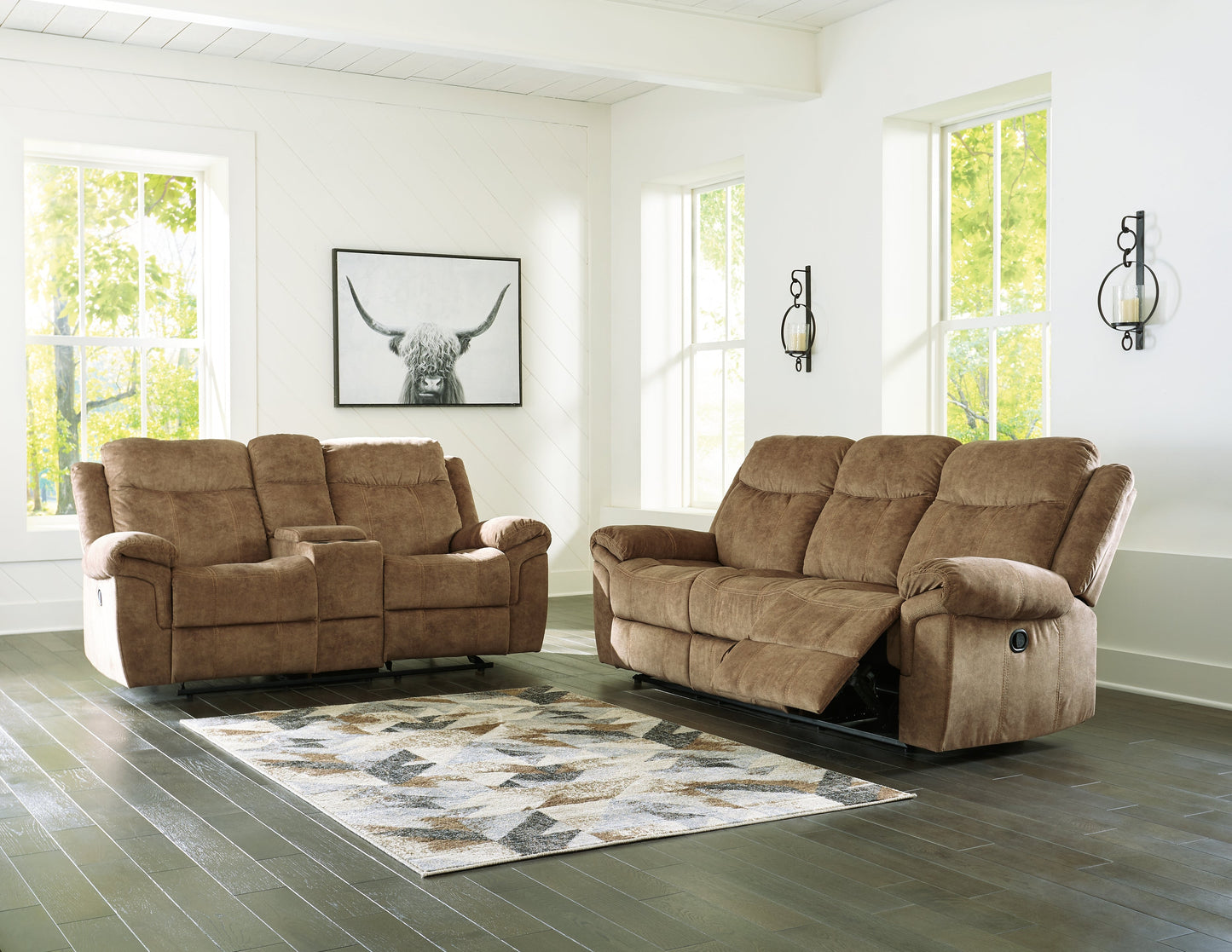 Huddle-Up Nutmeg Reclining Sofa and Loveseat