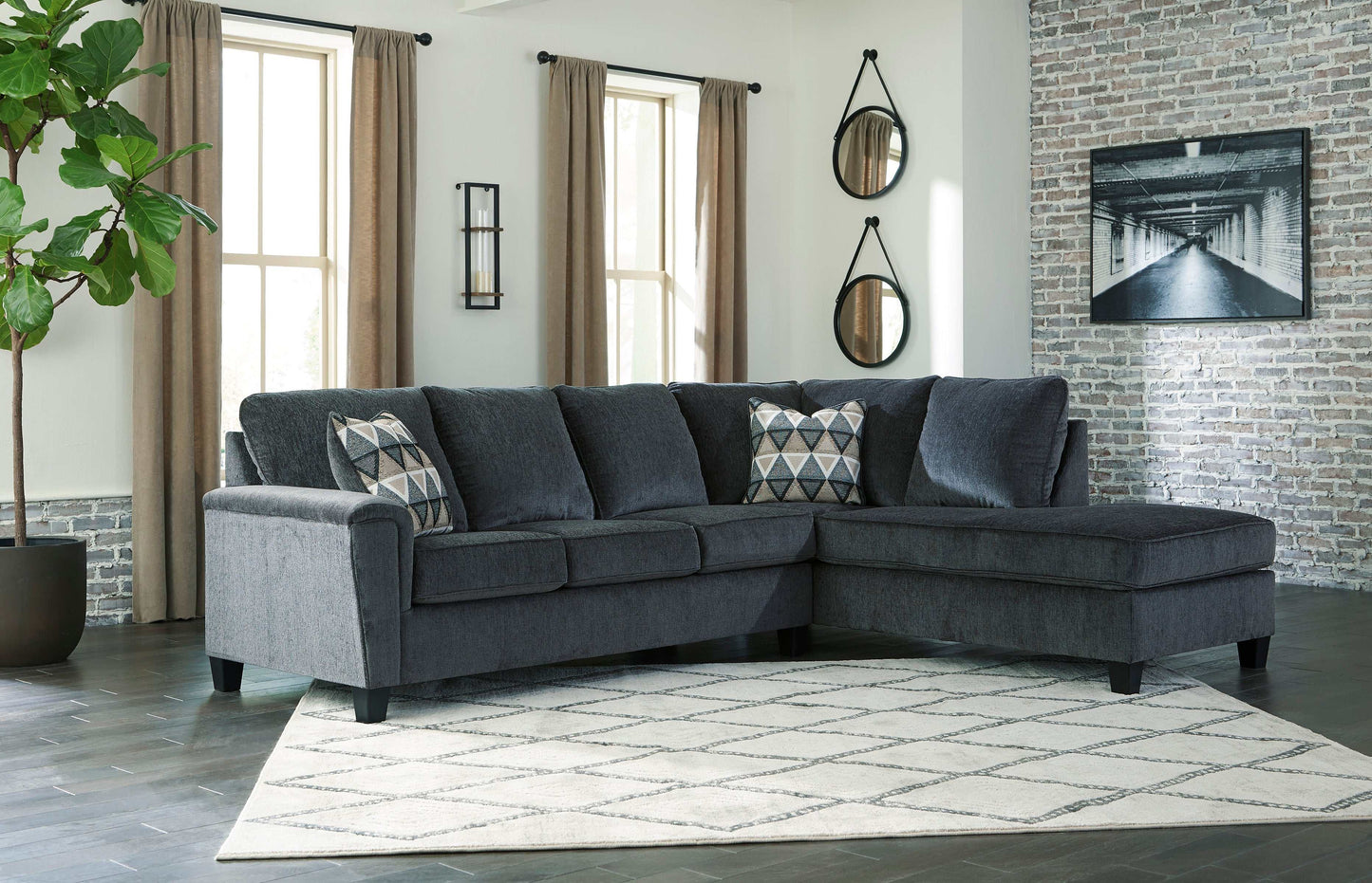 Abinger Smoke 2-Piece Sleeper Sectional w/ Chaise