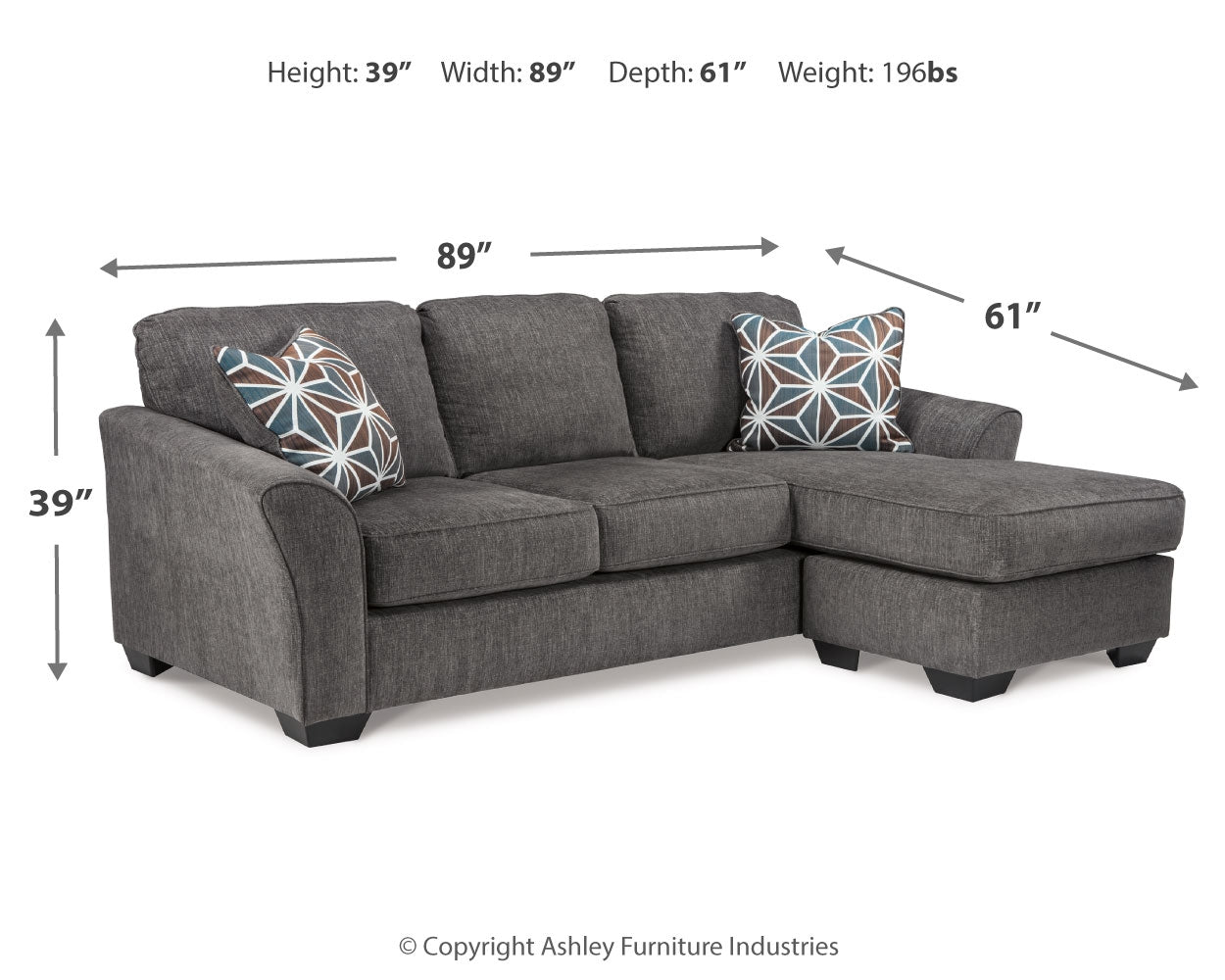 Brise Gray Sofa Chaise and Chair