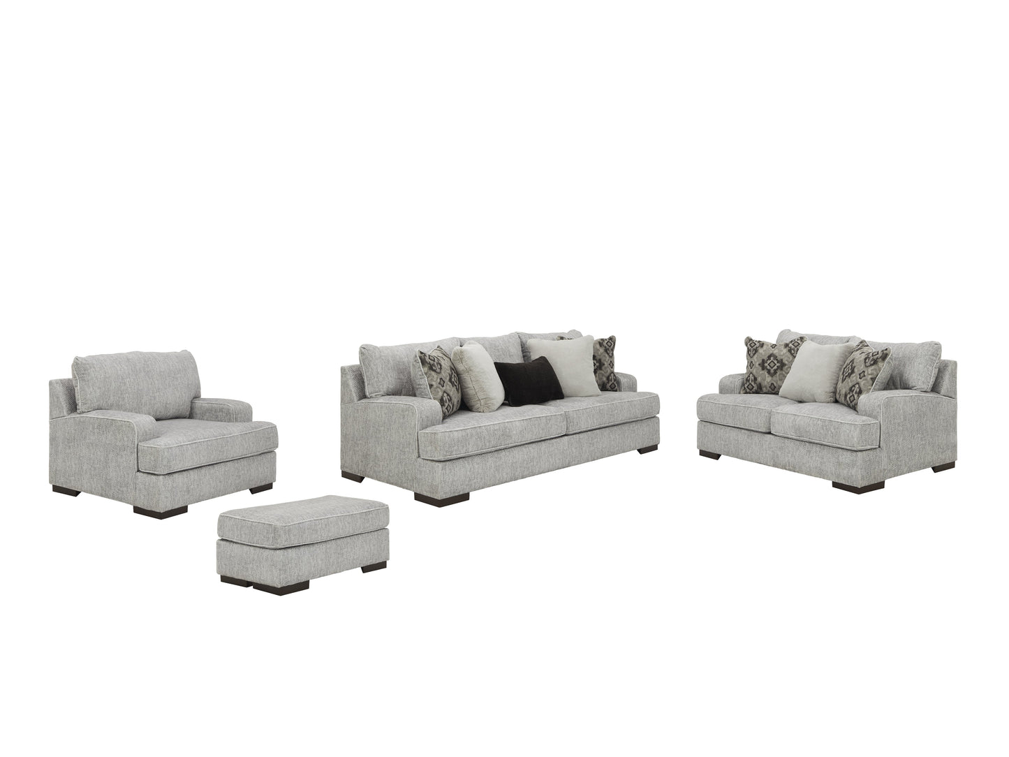 Mercado Pewter Sofa, Loveseat, Chair and Ottoman