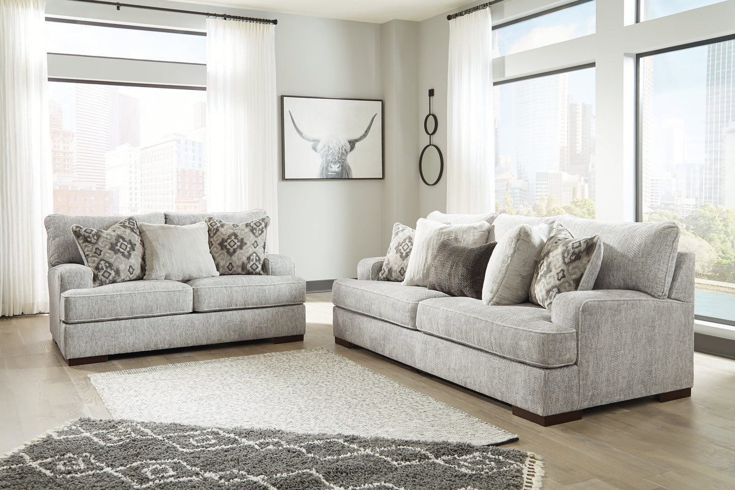 Mercado Pewter Sofa, Loveseat, Chair and Ottoman