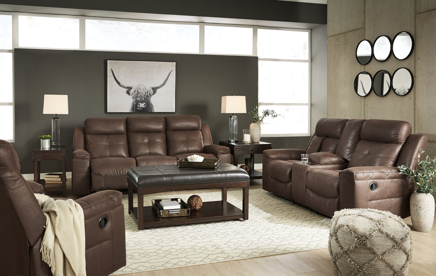 Jesolo Coffee Reclining Sofa and Loveseat with Recliner