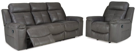 Jesolo Dark Gray Reclining Sofa and Recliner