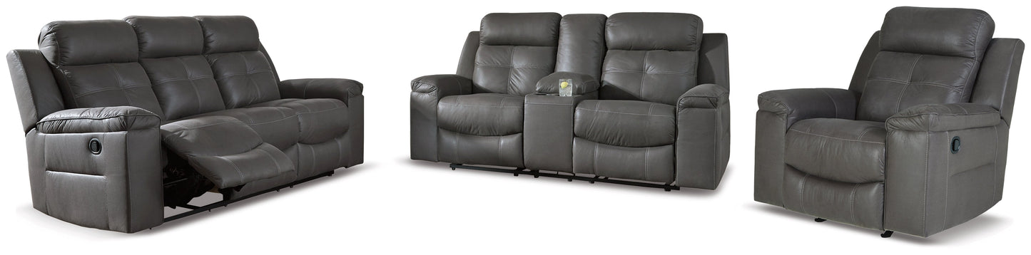 Jesolo Dark Gray Reclining Sofa, Loveseat and Recliner