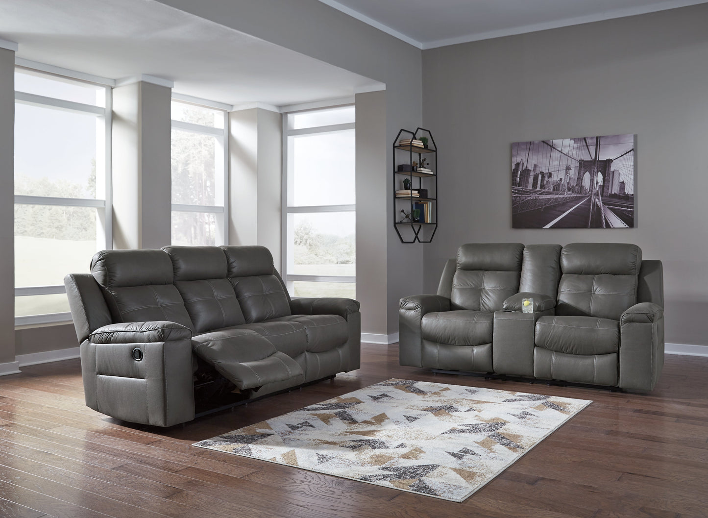 Jesolo Dark Gray Reclining Sofa and Loveseat