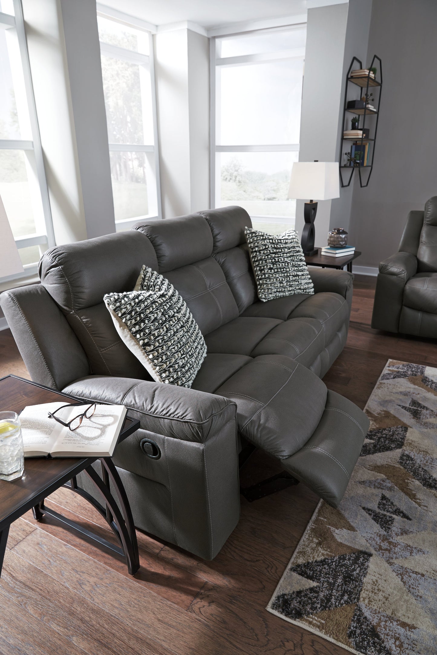 Jesolo Dark Gray Reclining Sofa, Loveseat and Recliner