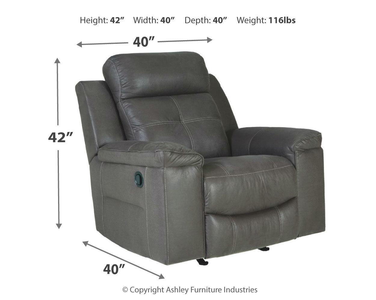 Jesolo Dark Gray Reclining Sofa and Recliner