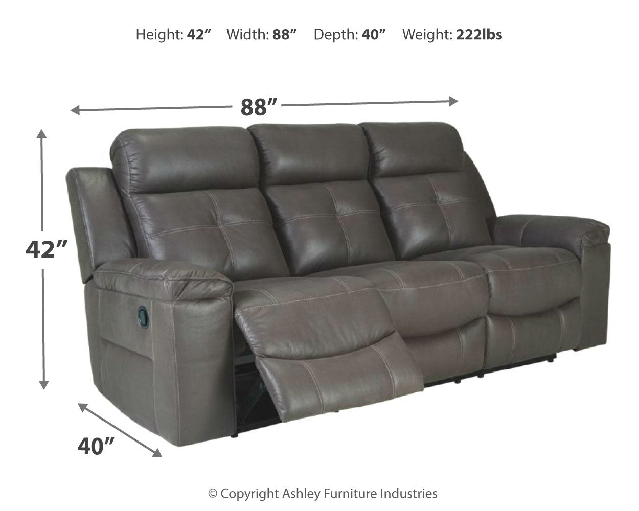 Jesolo Dark Gray Reclining Sofa and Recliner