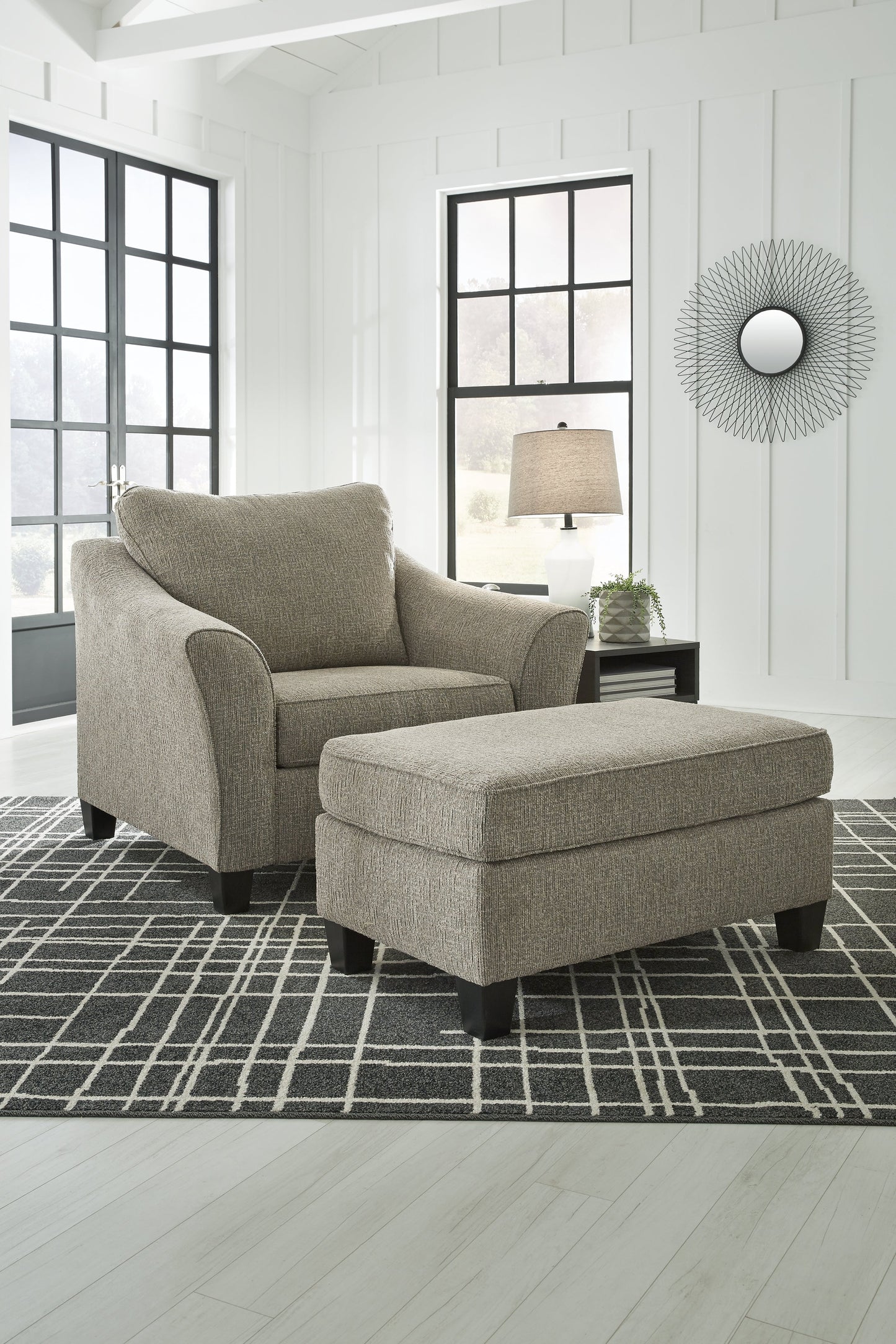 Barnesley Platinum Oversized Chair and Ottoman