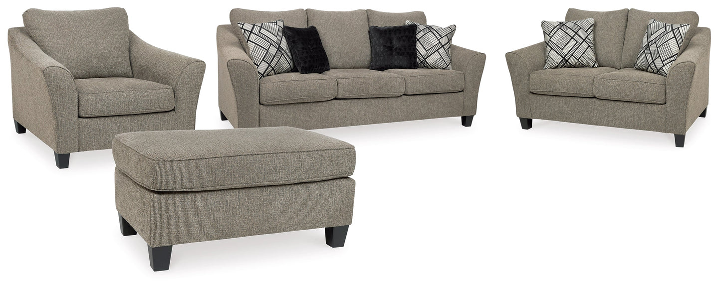 Barnesley Platinum Sofa, Loveseat, Oversized Chair and Ottoman